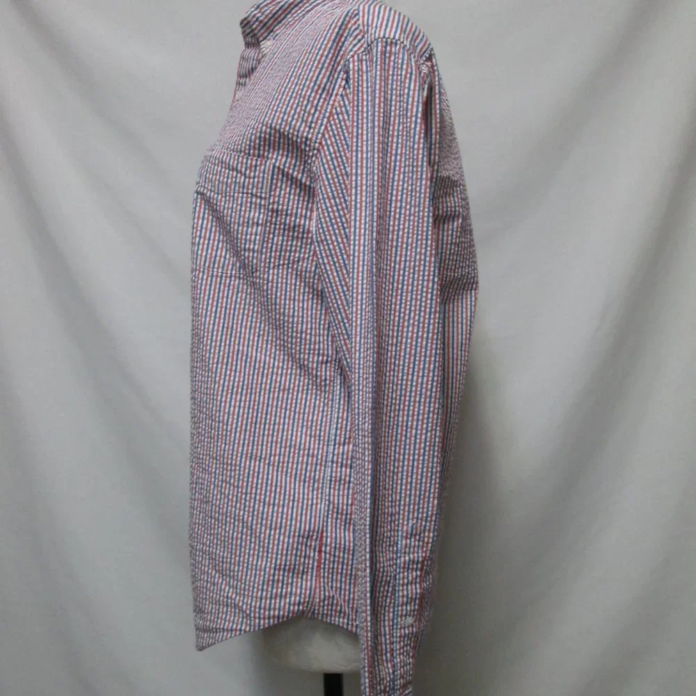 J Crew Vintage Seersucker button down collar shirt Men Cotton Size Sz Medium Md